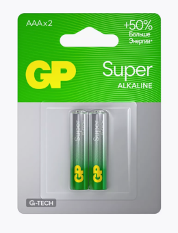 Батарейка GP Super G-TECH, AAA алкалиновые 2шт.